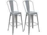 2er-Set Barhocker MCW-A73, Barstuhl Tresenhocker mit Lehne, Metall Industriedesign ~ grau