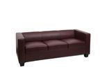 3er Sofa Lille ~ Kunstleder, rot-braun