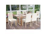 6er-Set Esszimmerstuhl MCW-E58, Stuhl Essstühle ~ Kunstleder creme, helle Beine