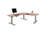 Eck-Schreibtisch MCW-D40, Computertisch elektrisch höhenverstellbar 178x178cm 84kg MVG ~ hellbraun, grau