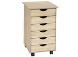 tectake® Rollcontainer, aus Holz, 4 leichtgängige, drehbare Doppelrollen, einfache Montage, 36 x 40 x 65 cm