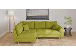 Ecksofa HOME AFFAIRE "CHARRE L-Form mit Ottomane, Maße B/T/H: 231/161/81 cm", grün, B:231cm H:81cm T:161cm, 92% Polyester, 8% Nylon, Sofas, Ecksofa, feine Steppung, lose Rücken- und Zierkissen, auch in Cord und Bouclé