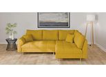 Ecksofa HOME AFFAIRE "CHARRE L-Form mit Ottomane, Maße B/T/H: 231/161/81 cm", gold, B:231cm H:81cm T:161cm, 92% Polyester, 8% Nylon, Sofas, Ecksofa, feine Steppung, lose Rücken- und Zierkissen, auch in Cord und Bouclé