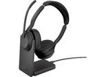 Headset Jabra Evolve2 55 link380c Stereo, mit Ladestation, Reichweite bis 30 m, bis 10 h, UC-optimiert, schwarz