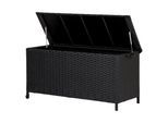 Gartenbox SCHOU "Victor, 133 x 55 cm", schwarz, B:45cm H:55cm T:133cm, Metall, Rattan, Aufbewahrungsboxen, Gartenbox