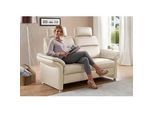 2-Sitzer DIE PLANBAR "PN-EM16031, mit Kopfstützen", beige (ecru), B:170cm H:119cm T:92cm, Sofas, Echtleder mit Federkern