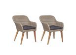 vidaXL Gartenstühle mit Polstern 2 Stk. Poly Rattan Braun