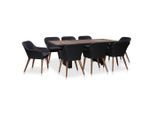 vidaXL 9-tlg. Garten-Essgruppe mit Auflagen Poly Rattan Schwarz