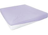Spannbettlaken PRIMERA "Elasthan-Feinjersey", lila (lavendel), 1 Stk., Jersey-Elasthan, 140-160x200-220 28, Jersey-Elasthan, Obermaterial: 95% Baumwolle, 5% Elasthan, Bettlaken, Spannbettlaken, PREMIUM, aus 95% gekämmter Baumwolle und 5% Elasthan, bis 28 cm Höhe