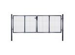 vidaXL Mesh-Gartentor Verzinkter Stahl 289 x 100 cm Grau