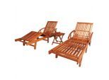 vidaXL Sonnenliegen 2 Stk. mit Tisch Akazie Massivholz