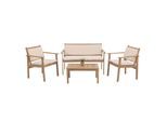Garten-Garnitur MCW-O19, Lounge-Set Sitzgruppe Bank Sessel Tisch, Holz Akazie MVG Stoff/Textil (180g/m²) ~ Kissen beige