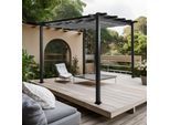 Aluminium Pergola MCW-N93, Gartenpavillon Pavillon Garten, stabiles 8cm-Gestell Schiebedach UV50+ 3x3m ~ grau