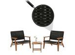 Lounge-Garten-Garnitur MCW-N49, Balkon-Set Sitzgruppe Sessel, Seilgeflecht Rope Holz Akazie MVG-zertifiziert, schwarz