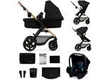 Kombi-Kinderwagen KINDERKRAFT "MOOV 2 3IN1", Baby, schwarz (pure schwarz), Stahl, Kinderwagen, mit EVA-Rädern