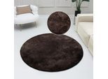 Hochflor-Teppich BRUNO BANANI "Dana Teppich, Kundenliebling" Gr. 10, braun, H:30mm Ø:190cm, Kunstfaser, Teppiche, unifarben, Mikrofaser Teppiche, Wohnzimmer, Schlafzimmer, Esszimmer