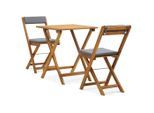 vidaXL 3-tlg. Bistro-Set Klappbar mit Auflagen Massivholz Akazie
