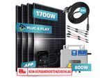 SUNNIVA® 1700W Balkonkraftwerk 800W komplett Steckdose - Ecoflow S 800W Micro Wechselrichter - PV Solaranlage Komplettset, 4x 425W (1700W) Solarmodule, inkl.5m Kabel, Y-Verteiler, Bluetooth, WIFI