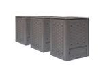 vidaXL Gartenkomposter 3 Stk. Braun 60x60x83cm 900 L Kunststoff Rattan
