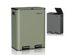 MAXCRAFT Mülleimer / Treteimer mit Soft Close Deckel und 2 Inneneimern - 60 Liter in Grün