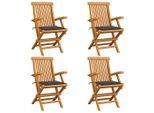 vidaXL Gartenstühle mit Anthrazit Kissen 4 Stk. Massivholz Teak