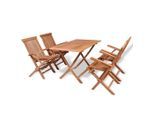 vidaXL 5-tlg. Garten-Essgruppe Teak Massivholz
