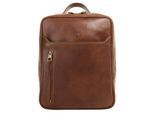 Laptoprucksack PIKÉ, Gr. B/H/T: 33cm x 27cm x 8cm, onesize, braun, Leder, Rindsleder, Retro, Rucksäcke Laptoprucksack, echt Leder, Made in Italy