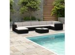 vidaXL 8-tlg. Garten-Lounge-Set mit Auflagen Poly Rattan Schwarz