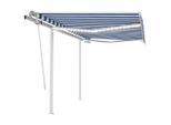 vidaXL Markise Manuell Einziehbar mit LED 3x2,5 m Blau und Weiß