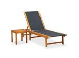 vidaXL Sonnenliege mit Tisch Massivholz Akazie und Textilene