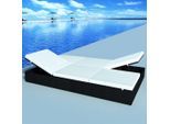 vidaXL Doppel-Sonnenliege mit Auflage Poly Rattan Schwarz