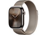 Smartwatch APPLE "Watch 10 Titan", beige (natur), Smartwatches, 42mm, Cellular, One-Size, Milanaise, Topseller