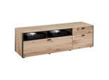 Schöner Wohnen Lowboard , Anthrazit, Eichefarben , Metall , Eiche , furniert , 3 Schubladen , 182x55x53 cm , Goldenes M, Made in Germany, Dgm, DGM-Klimapakt, DGM-Emissionslabel , Typenauswahl , Wohnzimmer, Wohnwände, Wohnwand-Serien