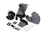 Lionelo Kinderwagenset , Grau , 3-teilig , 62x110x93 cm , EN 1888 , Baby on Tour, Kinderwagen, Kombikinderwagen