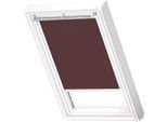 Verdunklungsrollo VELUX "DKL 4559SWL, Farbe: rehbraun", braun (rehbraun, weiß), FK08, stufenlos positionierbar, Polyester, Rollos, Verdunklungsrollo, weiße Führungsschienen & Griffleiste