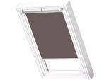 Verdunklungsrollo VELUX "DKL 4577SWL, Farbe: taupe", grau (taupe, weiß), U10, stufenlos positionierbar, Polyester, Rollos, Verdunklungsrollo, weiße Führungsschienen & Griffleiste