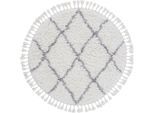 Hochflor-Teppich CARPETFINE "Eddy", weiß, H:30mm Ø:160cm, Polyester, Teppiche, Fransenteppich, Shaggy Langflor mit Fransen, starke Größenauswahl, Wohnzimmer