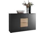 Carryhome Sideboard , Graphitfarben, Eichefarben , Holzwerkstoff , 2 Fächer , 4 Schubladen , 135x89x40 cm , Beimöbel erhältlich , Kleinmöbel, Kommoden, Sideboards