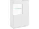 Carryhome Highboard , Weiß , Glas, Holzwerkstoff , 5x Holz/ 1x Glas Fächer , 90x130x38 cm , Typenauswahl, Beimöbel erhältlich, stehend , Wohnzimmer, Wohnwände, Wohnwand-Serien