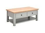 Mid.you Couchtisch , Grau, Naturfarben , Metall , Eiche, Kiefer , furniert, massiv , 2 Schubladen , rechteckig , eckig , 110x45x60 cm , Holzmöbel, Holztische, Wohnzimmertische Holz, Couchtische Holz