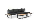 vidaXL 2-tlg. Garten-Ecksofa-Set mit Auflagen Aluminium WPC