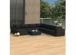 vidaXL 9-tlg. Garten-Lounge-Set mit Auflagen Poly Rattan Schwarz