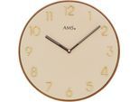 Wanduhr AMS "W9563", braun, Wanduhren, B/H/L: 4cm, Wanduhr, Quarzuhr,Holz,Wohnzimmer,Esszimmer,Küche,Arbeitszimmer,Büro,Flur