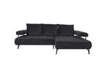 Welnova Ecksofa , Schwarz , Textil , Uni , Ottomane rechts, L-Form , 266x180 cm , Made in Eu , Stoffauswahl, seitenverkehrt erhältlich, Hocker erhältlich, Rücken echt , Wohnzimmer, Sofas & Couches, Wohnlandschaften, Ecksofas