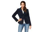 Jackenblazer ANISTON CASUAL, Damen, Gr. 34, blau (marine), Web, Obermaterial: 97% Baumwolle, 3% Elasthan. Futter: 100% Polyester, unifarben, figurbetont hüftlang, normaler Saum mit Knöpfen, Blazer, mit Stoff-Einfassungen und Ärmelpatches