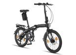 Licorne Bike Phoenix 2D, 20 Zoll Aluminium-Faltrad-Klapprad, Scheibenbremse, Discbremse, V-Bremse Faltfahrrad-Herren-Damen, 7 Gang Kettenschaltung - Folding City Bike, Alu-Rahmen, StVZO, Vorderlampe, Hinterlampe Farbe:Schwarz-Gold;Stil:Disc-Bremse