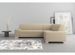 Ecksofa DOMO COLLECTION "Anzio in kubischer Formensprache, flache Armlehnen, L-Form", braun (cappucino), B:259cm H:85cm T:191cm, Sofas, Ecksofa, Wahlweise mit Bettfunktion und Federkern für hohen Sitzkomfort