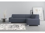 Ecksofa DOMO COLLECTION "Anzio in kubischer Formensprache, flache Armlehnen, L-Form", blau, B:259cm H:85cm T:191cm, Sofas, Ecksofa, Wahlweise mit Bettfunktion und Federkern für hohen Sitzkomfort