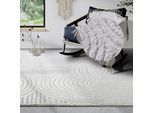 Designteppich ELLE DECORATION "Chappe", weiß (cremeweiß), B:80cm H:18mm L:120cm, Polyester, Teppiche, Shaggy, Läufer, flauschig, weich, Langflor, modern, Hoch Tief Effekt