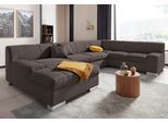 DOMO collection Wohnlandschaft »Bero, elegant und zeitlos, flache Armlehnen, U-Form«, fester Sitzkomfort, wahlweise mit Bettfunktion
